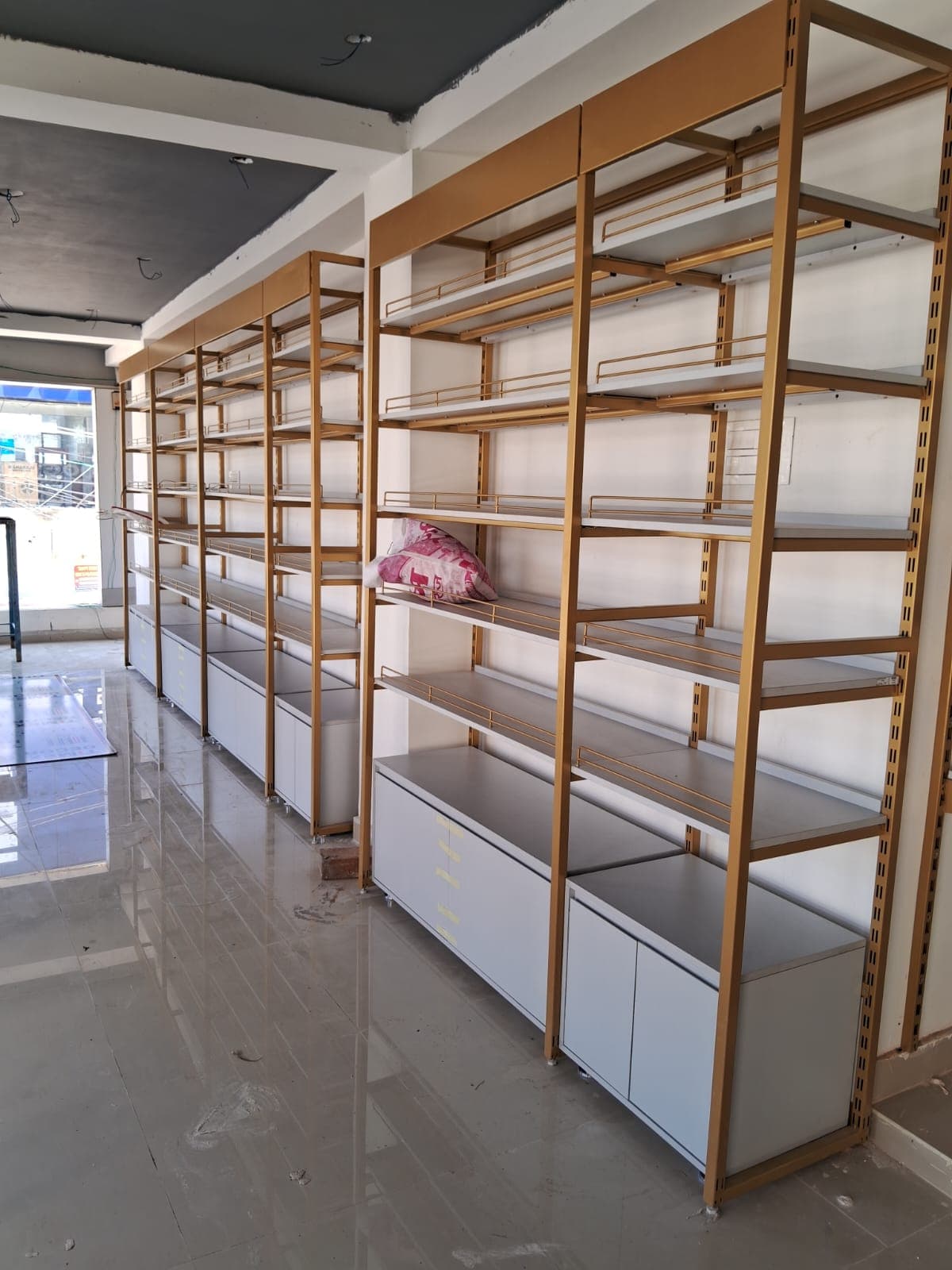 Gold-Finish Boutique Shelving